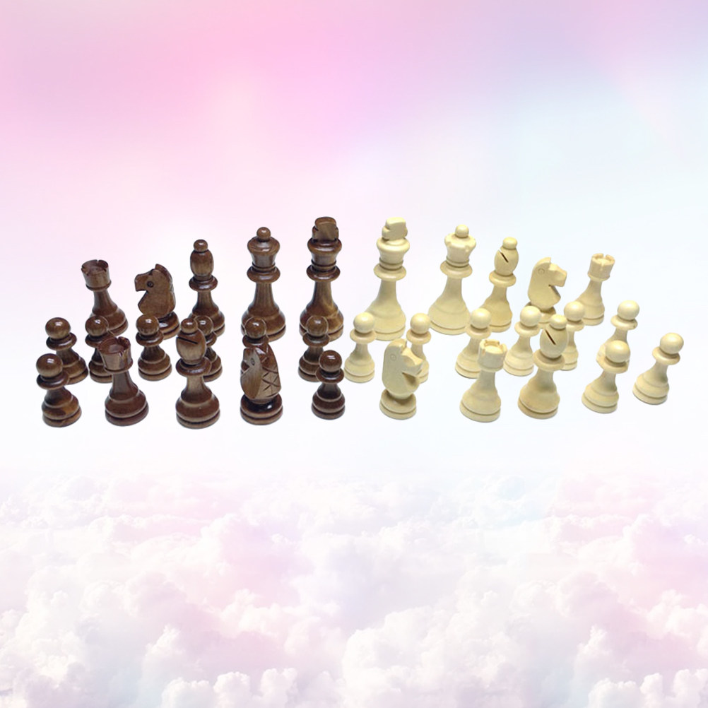 32Pcs Wooden Chess Pieces Set  - Kids Educational Game 2 reseña y precio