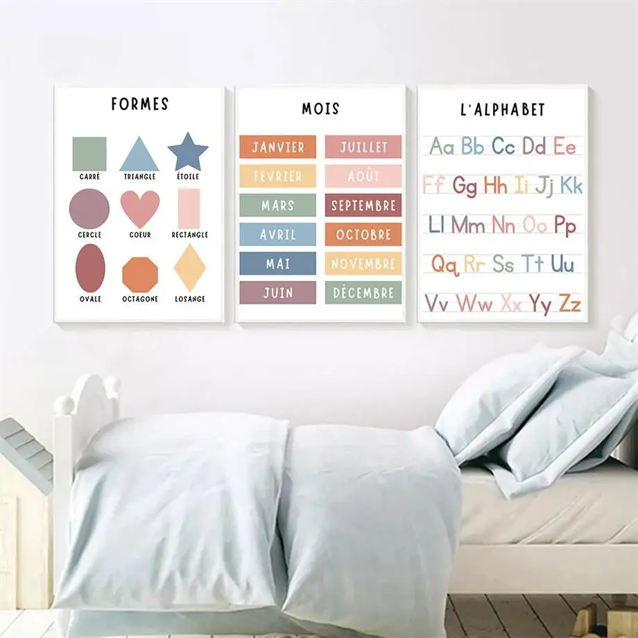 English French Number Alphabet - Kids Educational Poster reseña y precio