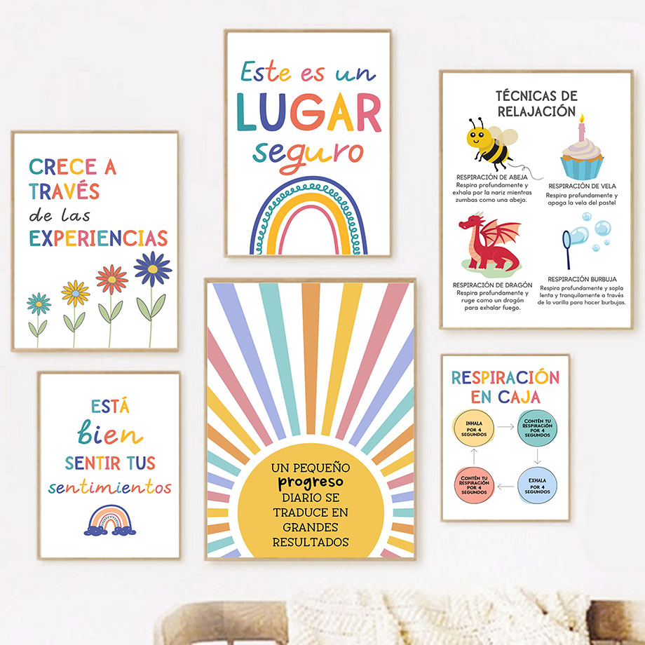 Spanish Education Motto Rainbo - Kids Educational Poster reseña y precio