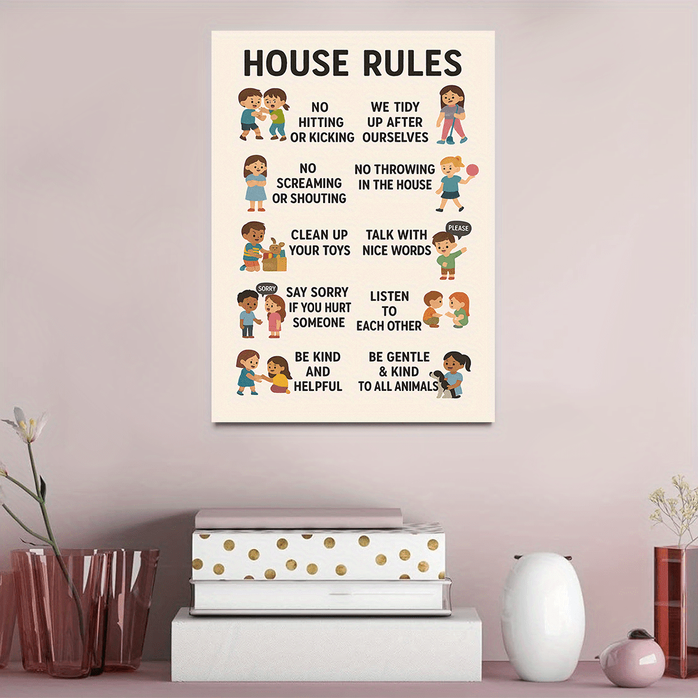 1pc Kids Room Rules Canvas Wal - Kids Educational Poster reseña y precio
