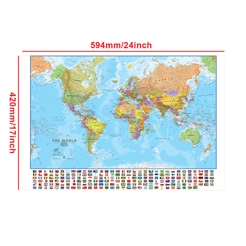 A2 Map of The World 59*42cm wi - Kids Educational Poster reseña y precio