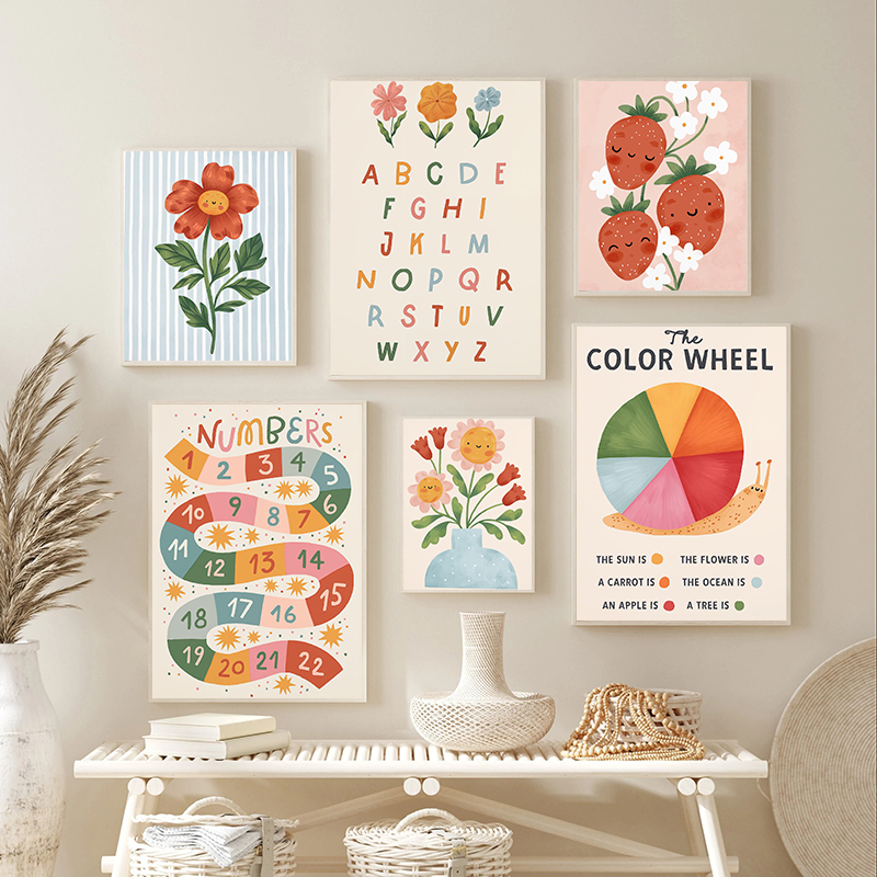 Floral Alphabet Education Kid  - Kids Educational Poster reseña y precio