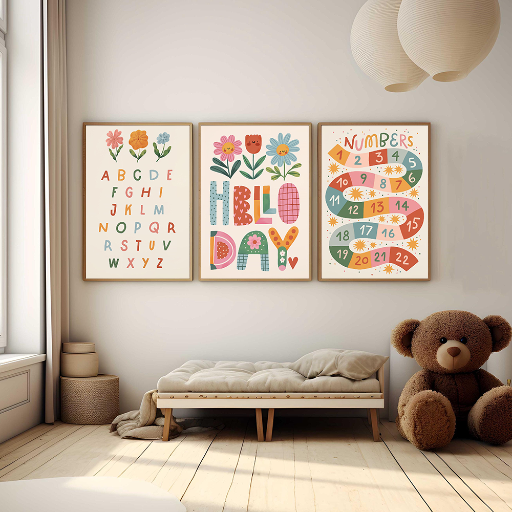 Floral Alphabet Education Kid  - Kids Educational Poster reseña y precio